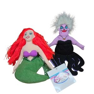 Disney Little Mermaid Ariel And Ursula Bean Bag Plush NWT